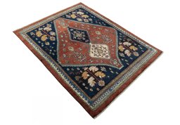 Close-up detail of 2000s Persian Gabbeh rug from Iran / Persia showing Wool weave
