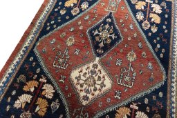 Backside of handmade 2000s Persian Gabbeh rug showing knot structure and weave density