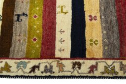 Central medallion detail of 2000s Persian Gabbeh rug from Iran / Persia