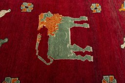 Central medallion detail of 2000s Persian Gabbeh rug from Iran / Persia