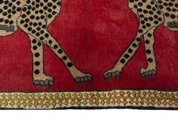 Close-up detail of 2000s Persian Gabbeh rug from Iran / Persia showing Wool weave