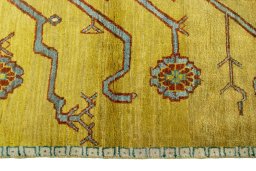 Close-up detail of 2000s Persian Gabbeh rug from Iran / Persia showing Wool weave