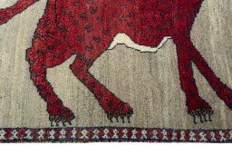 Central medallion detail of 2000s Persian Gabbeh rug from Iran / Persia