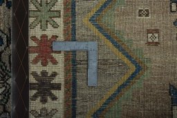 Close-up detail of 2000s Persian Gabbeh rug from Iran / Persia showing Wool weave