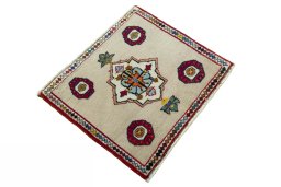 Close-up detail of 2000s Persian Gabbeh rug from Iran / Persia showing Wool weave