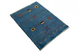 Close-up detail of 2000s Persian Gabbeh rug from Iran / Persia showing Wool weave