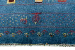 Central medallion detail of 2000s Persian Gabbeh rug from Iran / Persia