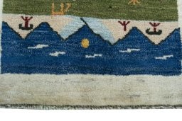 Central medallion detail of 2000s Persian Gabbeh rug from Iran / Persia