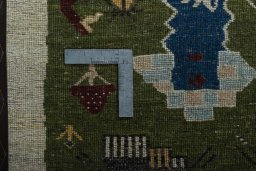 Full view of 2000s Persian Gabbeh rug from Iran / Persia, 90 × 66 cm in Multi Color tones