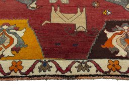 Central medallion detail of 2000s Persian Gabbeh rug from Iran / Persia