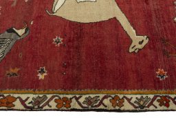 Close-up detail of 2000s Persian Gabbeh rug from Iran / Persia showing Wool weave