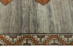 Close-up detail of 2000s Persian Gabbeh rug from Iran / Persia showing Wool weave