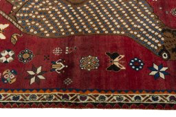 Close-up detail of 2000s Persian Gabbeh rug from Iran / Persia showing Wool weave