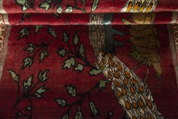 Full view of 2000s Persian Gabbeh rug from Iran / Persia, 220 × 115 cm in Red tones