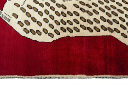 Close-up detail of 2000s Persian Gabbeh rug from Iran / Persia showing Wool weave