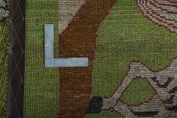 Close-up detail of 2000s Persian Gabbeh rug from Iran / Persia showing Wool weave