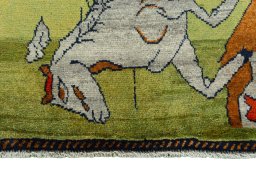 Central medallion detail of 2000s Persian Gabbeh rug from Iran / Persia