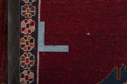 Close-up detail of 2000s Persian Gabbeh rug from Iran / Persia showing Wool weave