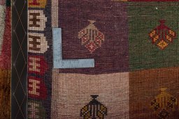 Close-up detail of 2000s Persian Gabbeh rug from Iran / Persia showing Wool weave