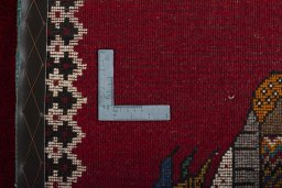 Close-up detail of 2000s Persian Gabbeh rug from Iran / Persia showing Wool weave
