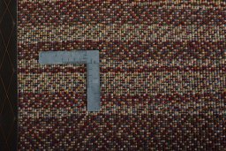 Close-up detail of New Persian Gabbeh rug from Iran / Persia showing Wool weave