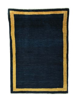 Full view of New Persian Gabbeh rug from Iran / Persia, 140 × 95 cm in Blue tones