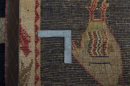 Close-up detail of 2000s Persian Gabbeh rug from Iran / Persia showing Wool weave