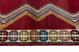 Close-up detail of 2000s Persian Gabbeh rug from Iran / Persia showing Wool weave