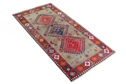 Close-up detail of 2000s Persian Gabbeh rug from Iran / Persia showing Wool weave