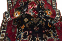 Close-up detail of 2000s Persian Gabbeh rug from Iran / Persia showing Wool weave