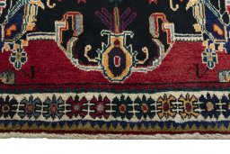 Close-up detail of 2000s Persian Gabbeh rug from Iran / Persia showing Wool weave