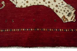 Central medallion detail of 2000s Persian Gabbeh rug from Iran / Persia