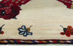 Central medallion detail of 2000s Persian Gabbeh rug from Iran / Persia