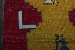 Full view of 2000s Persian Gabbeh rug from Iran / Persia, 95 × 68 cm in Red tones