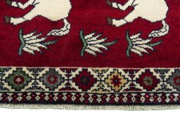 Central medallion detail of 2000s Persian Gabbeh rug from Iran / Persia
