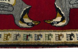 Close-up detail of 2000s Persian Gabbeh rug from Iran / Persia showing Wool weave