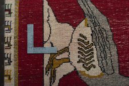 Full view of 2000s Persian Gabbeh rug from Iran / Persia, 110 × 64 cm in Red tones