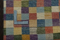 Full view of 2000s Persian Gabbeh rug from Iran / Persia, 87 × 57 cm in Multi Color tones