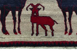 Central medallion detail of 2000s Persian Gabbeh rug from Iran / Persia