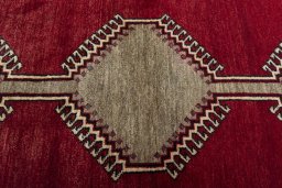 Central medallion detail of 2000s Persian Gabbeh rug from Iran / Persia