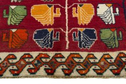 Central medallion detail of 2000s Persian Gabbeh rug from Iran / Persia