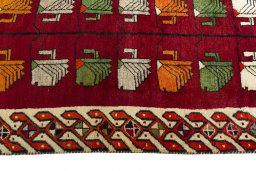Close-up detail of 2000s Persian Gabbeh rug from Iran / Persia showing Wool weave