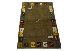 Surface texture of New Persian Gabbeh rug with natural Wool and intricate pattern