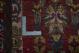 Close-up detail of 2000s Persian Gabbeh rug from Iran / Persia showing Wool weave
