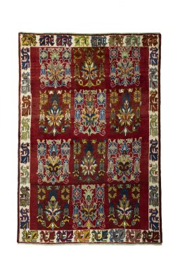 Full view of 2000s Persian Gabbeh rug from Iran / Persia, 166 × 112 cm in Red tones