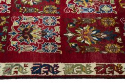 Close-up detail of 2000s Persian Gabbeh rug from Iran / Persia showing Wool weave