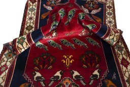 Close-up detail of 2000s Persian Gabbeh rug from Iran / Persia showing Wool weave