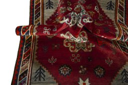 Close-up detail of 2000s Persian Gabbeh rug from Iran / Persia showing Wool weave