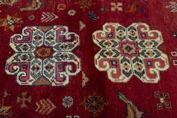 Central medallion detail of 2000s Persian Gabbeh rug from Iran / Persia
