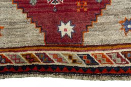 Close-up detail of 2000s Persian Gabbeh rug from Iran / Persia showing Wool weave